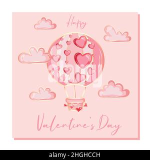 Valentine's Day gift card. Romantic template with hand drawn elements. Stock Vector