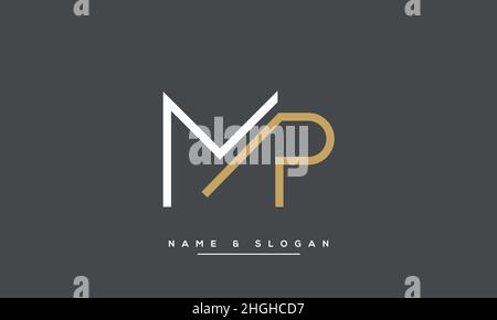 Modern abstract letter MP, PM logo design. Minimal MP, PM initial based icon vector Stock Vector