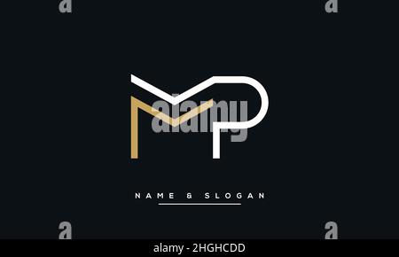 Modern abstract letter MP, PM logo design. Minimal MP, PM initial based icon vector Stock Vector
