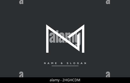 Modern abstract letter MN, NM logo design. Minimal MN, NM initial based icon vector Stock Vector