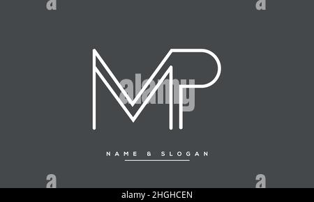 Modern abstract letter MP, PM logo design. Minimal MP, PM initial based icon vector Stock Vector