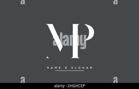 Modern abstract letter MP, PM logo design. Minimal MP, PM initial based icon vector Stock Vector