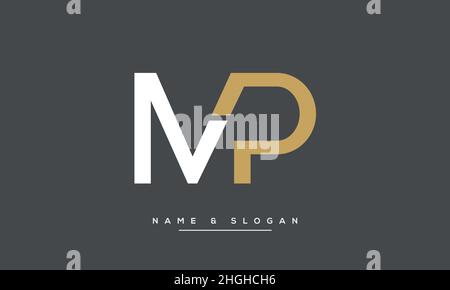 Modern abstract letter MP, PM logo design. Minimal MP, PM initial based icon vector Stock Vector