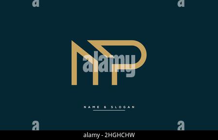 Modern abstract letter MP, PM logo design. Minimal MP, PM initial based icon vector Stock Vector
