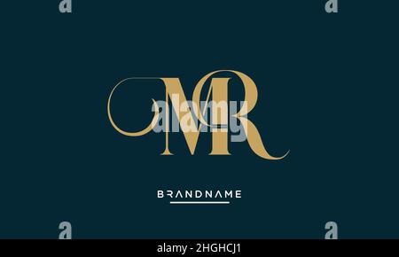 Modern abstract letter MR, RM logo design. Minimal MR, RM initial based icon vector Stock Vector