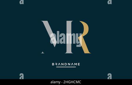 Modern abstract letter MR, RM logo design. Minimal MR, RM initial based icon vector Stock Vector