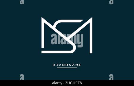 Modern abstract letter MS, SM logo design. Minimal MS, SM initial based icon vector Stock Vector