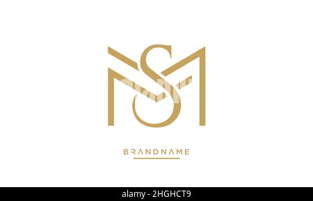 Modern abstract letter MS, SM logo design. Minimal MS, SM initial based icon vector Stock Vector