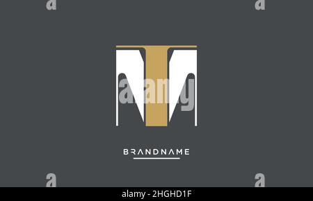 Modern abstract letter MT, TM logo design. Minimal MT, TM initial based icon vector Stock Vector