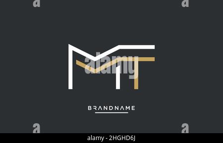 Modern abstract letter MT, TM logo design. Minimal MT, TM initial based icon vector Stock Vector