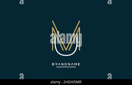 Modern abstract letter MU, UM logo design. Minimal MU, UM initial based icon vector Stock Vector