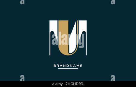 Modern abstract letter MU, UM logo design. Minimal MU, UM initial based icon vector Stock Vector