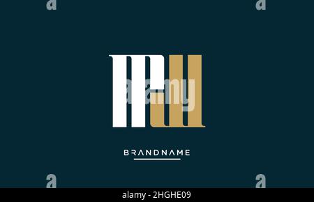 Modern abstract letter MW, WM logo design. Minimal MW, WM initial based icon vector Stock Vector