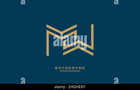 Modern abstract letter MW, WM logo design. Minimal MW, WM initial based icon vector Stock Vector