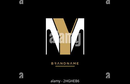 Modern abstract letter MY, YM logo design. Minimal MY, YM initial based icon vector Stock Vector