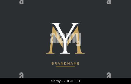 Modern abstract letter MY, YM logo design. Minimal MY, YM initial based icon vector Stock Vector