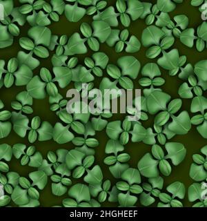 Seamless pattern microgreens. A pattern of young plants for healthy nutrition all year round. 3d realistic vector. Stock Vector