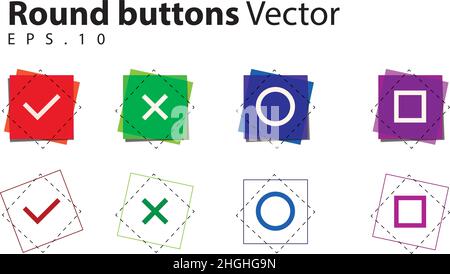 Round check mark and cross symbols buttons games Vector Stock Vector