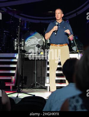 Lt. Gen. Shaun Morris, Air Force Life Cycle Management Center commander, speaks at Fraze Pavilion in Kettering, Ohio, on Aug. 5, 2021, prior to a concert by country singer Chris Janson. The concert was part of the Dayton Development Coalition’s Hometown Heroes program, which donated tickets to area Airmen, veterans and their families. Stock Photo