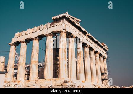 parthenon temple on a bright day. Acropolis in Athens  Greece