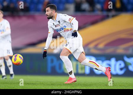 Rome, Italy. 20th Jan, 2022. Massimo Coda of US Lecce during the Italian Cup match between AS Roma and US Lecce at Stadio Olimpico, Rome, Italy on 20 January 2022. Credit: Giuseppe Maffia/Alamy Live News Stock Photo