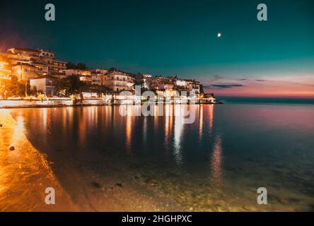 village of Skala Marion by night  Thassos island  Greece Stock Photo
