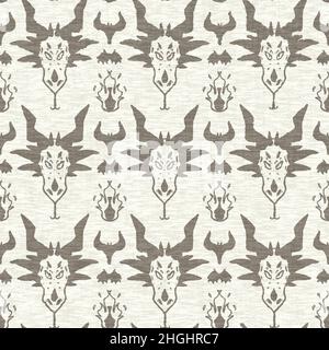 Dragon linen effect texture pattern. Seamless woven mythical reptile decorative print for canvas monster wallpaper.  Stock Photo