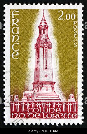 FRANCE - CIRCA 1978: a stamp printed in the France shows World War I Memorial near Lens, Colline Notre Dame de Lorette Memorial of World War I, circa Stock Photo