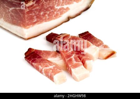 italian speck isolated on white background Stock Photo