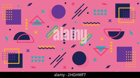 Colorful multicolored panoramic abstract background from different geometric shapes - Vector illustration Stock Vector