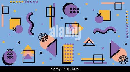 Colorful multicolored panoramic abstract background from different geometric shapes - Vector illustration Stock Vector