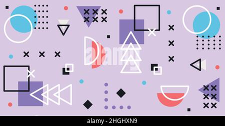 Colorful multicolored panoramic abstract background from different geometric shapes - Vector illustration Stock Vector
