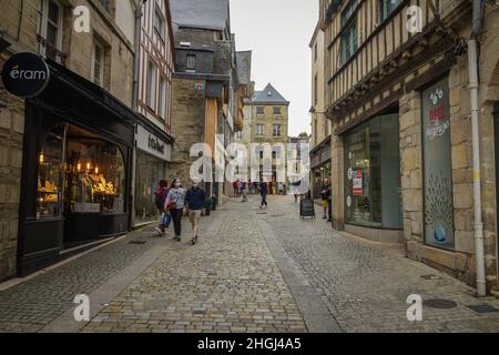 SEPTEMBER 2021 - QUIMPER - FRANCE: View on the street of the city of Quimper in Brittany Stock Photo