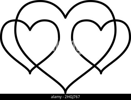 Three Hearts Outline Icon Vector Stock Vector