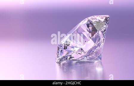 sparkling diamond on a lilac background. 3d render Stock Photo