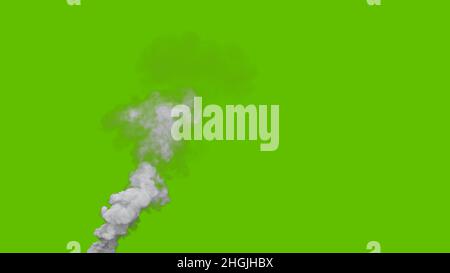 cigarette smoke green screen grey pollute smoke column from power station on green screen, isolated -  industrial 3D illustration Stock Photo