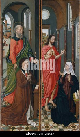 Saint Paul with Paolo Pagagnotti; Christ Appearing to His Mother - 1480c. - olio su tavola 93,4 x 27,6 cm - Master of the Saint Ursula Legend Stock Photo