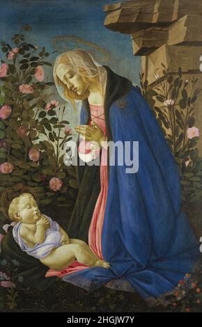 The Virgin Adoring the Sleeping Christ Child - 1485c. - tempera e oro su tela 122 x 80,3 cm - Botticelli Sandro Stock Photo