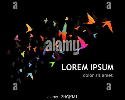 Background with flying birds and black blot. Vector illustration Stock ...