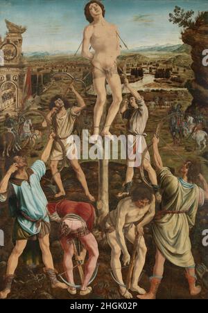 With  Piero del Pollaiolo -  The Martyrdom of Saint Sebastian - 1475c. - olio su tavola 291,5 x 202,6 cm - Del Pollaiolo Antonio Stock Photo