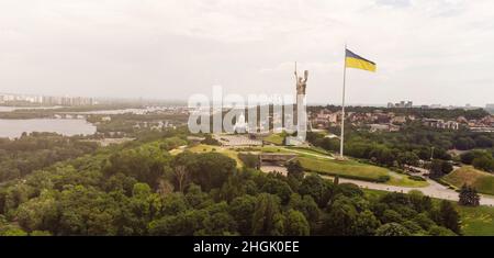 Monument in Kiev - Rodina - Mother on sky background Stock Photo