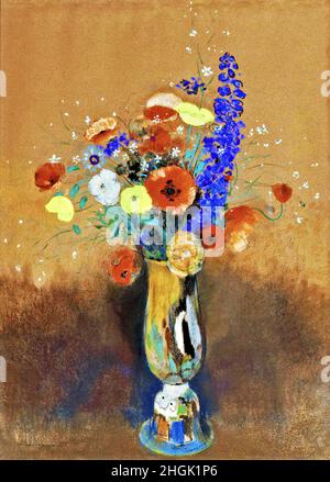 Redon、FLEURS DANS UN VASE BRUN、希少画集画 Redon、FLEURS DANS UN