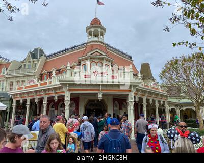 Orlando, FL USA - December 21, 2019: Caseys Corner restaurant on Main Street USA at Walt Disney World Magic Kingdom in Orlando, Florida. Stock Photo