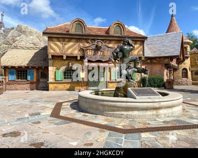 Orlando, FL USA - July 25, 2020: Gastons Tavern restaurant  at Walt Disney World Magic Kingdom in Orlando, Florida. Stock Photo