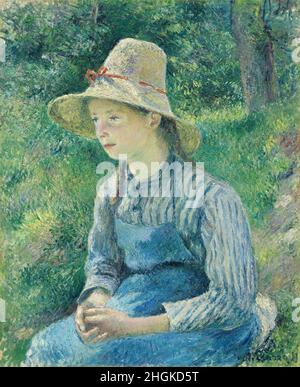 Peasant Girl with a Straw Hat - 1881 - Oil on canvas 73.34 × 59.53 cm - Pissarro Camille Stock Photo