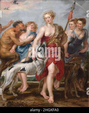 Worshop of -  Diana and Her Nymphs Departing for the Hunt - 1615 - oil on canvas 216 x 178,7 cm - Rubens Pieter Paul Stock Photo