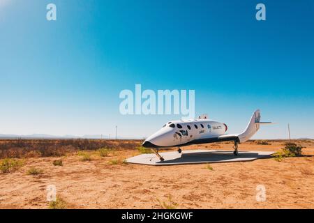 a mock-up of Virgin Galactic's SpaceShipTwo outside Spaceport America, New Mexico Stock Photo