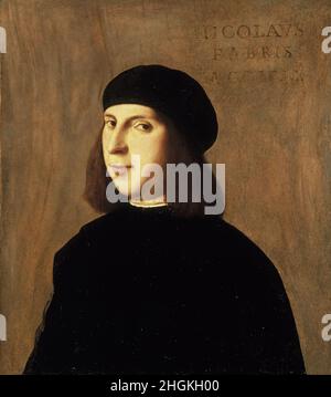 Portrait of a Young Man in Black - 1510c. - oil on wood di pioppo 47,3 x 42 cm - Catena Vincenzo Stock Photo