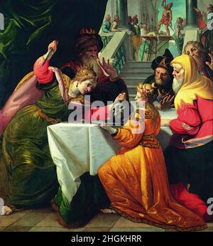 Andrea Ansaldo - Herodias presented with the Head of the Baptist by Salome Stock Photo