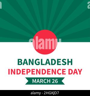 Bangladesh Independence Day typography poster. Holiday celebrate on March 26. Vector template for banner, flyer, greeting card, postcard, etc Stock Vector